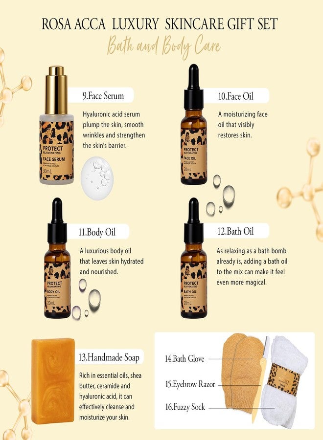 RA ROSA ACCA 32 Pcs Valentines Day Gifts for Women, Leopard Facial Skin Care Set, Spa & Self-Care Kit, Bath and Body Gifts, Lip Oil, Face Sheet Mask, Serum, Birthday, Christmas, Mothers Day - Image 5